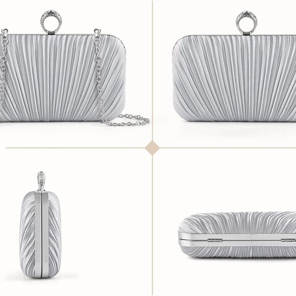 Women's Evening Bag Clutch Purse, Handbag Chain Strap Shoulder Bag for Wedding P - Picture 5 of 7